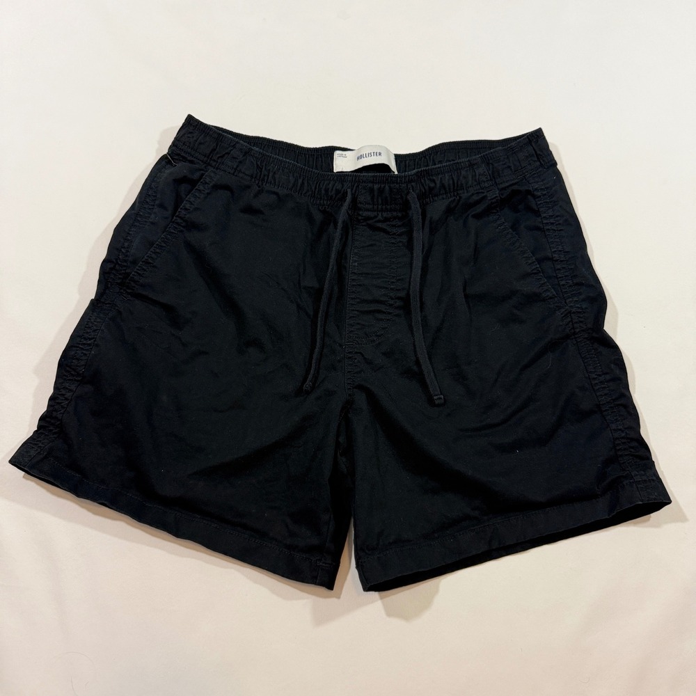Hollister Drawstring Shorts Men Medium Black Elastic Waist Casual 5.5 Inseam